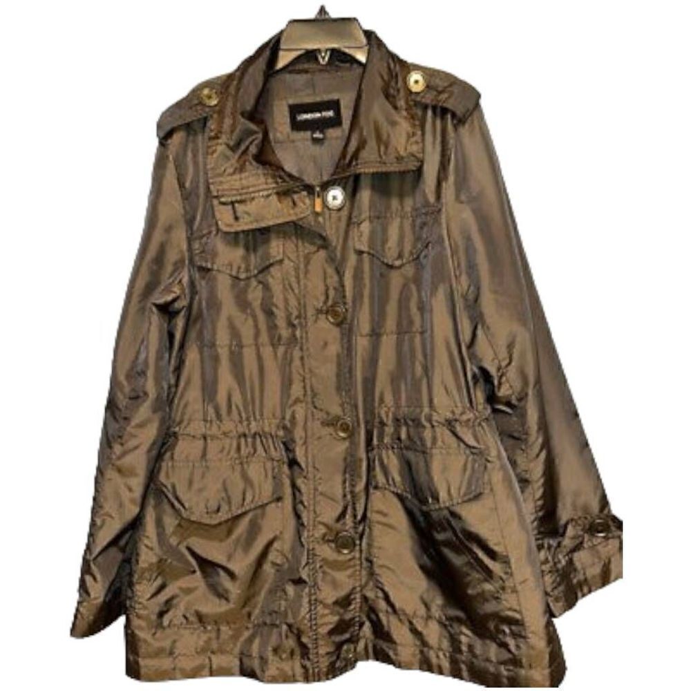 London Fog Green Matalic Shiny Jacket Womens SZ S Nylon